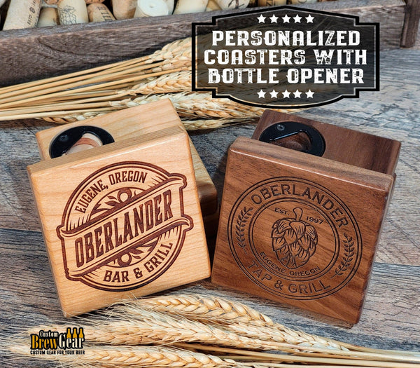 Personalized Coaster with Opener - Custom Brew Gear
