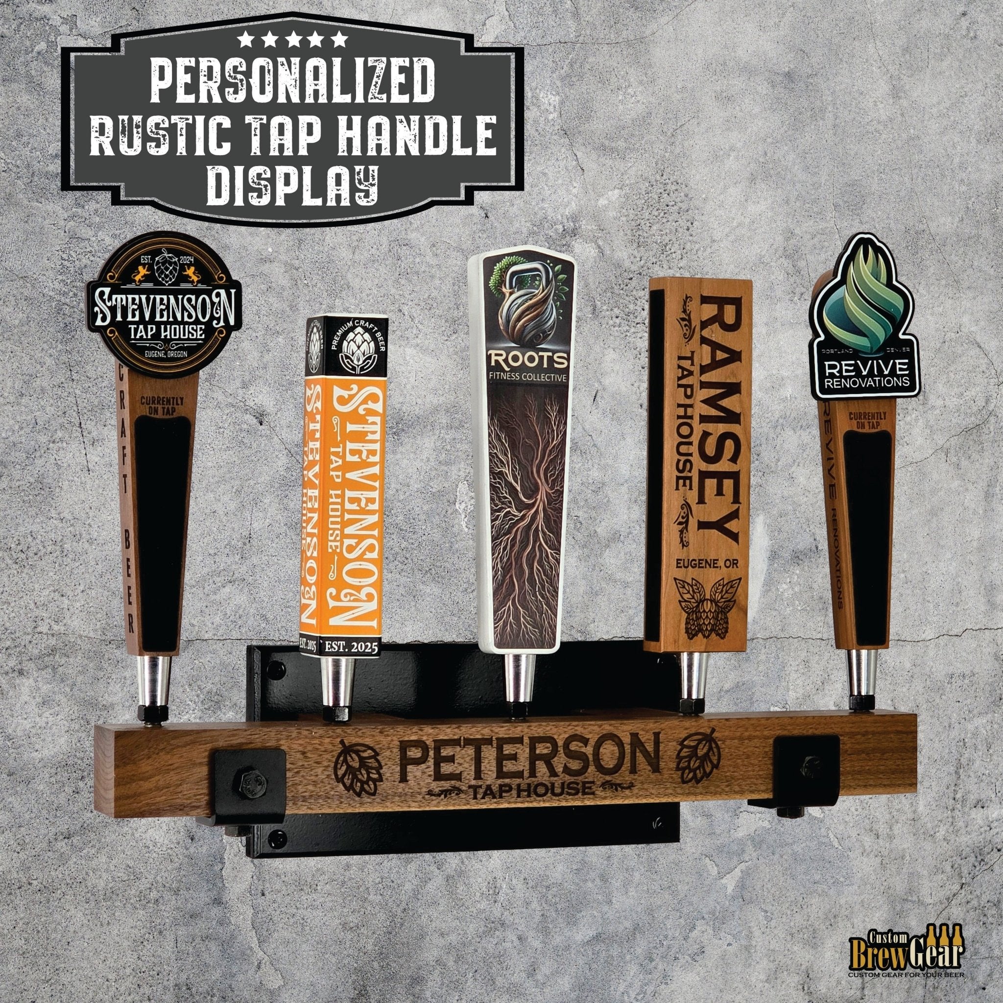 Personalized Rustic Tap Handle Display - Custom Brew Gear