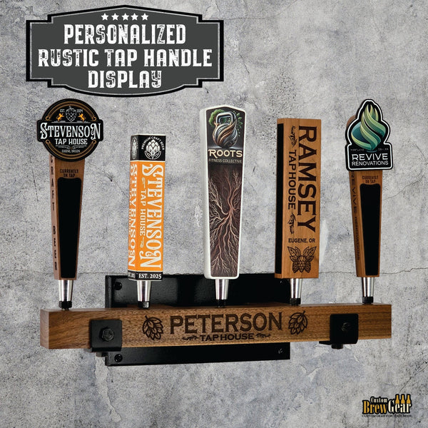 Personalized Rustic Tap Handle Display - Custom Brew Gear