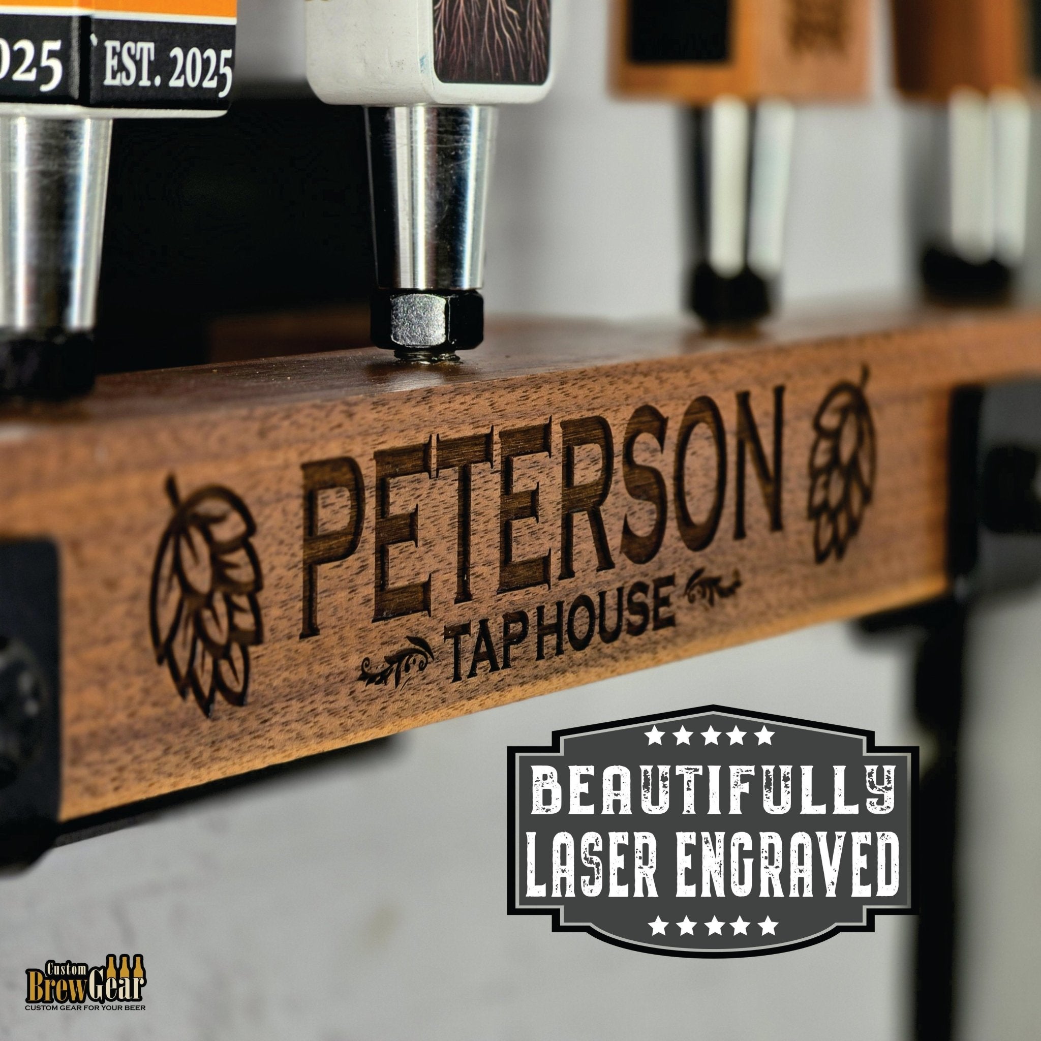 Personalized Rustic Tap Handle Display - Custom Brew Gear