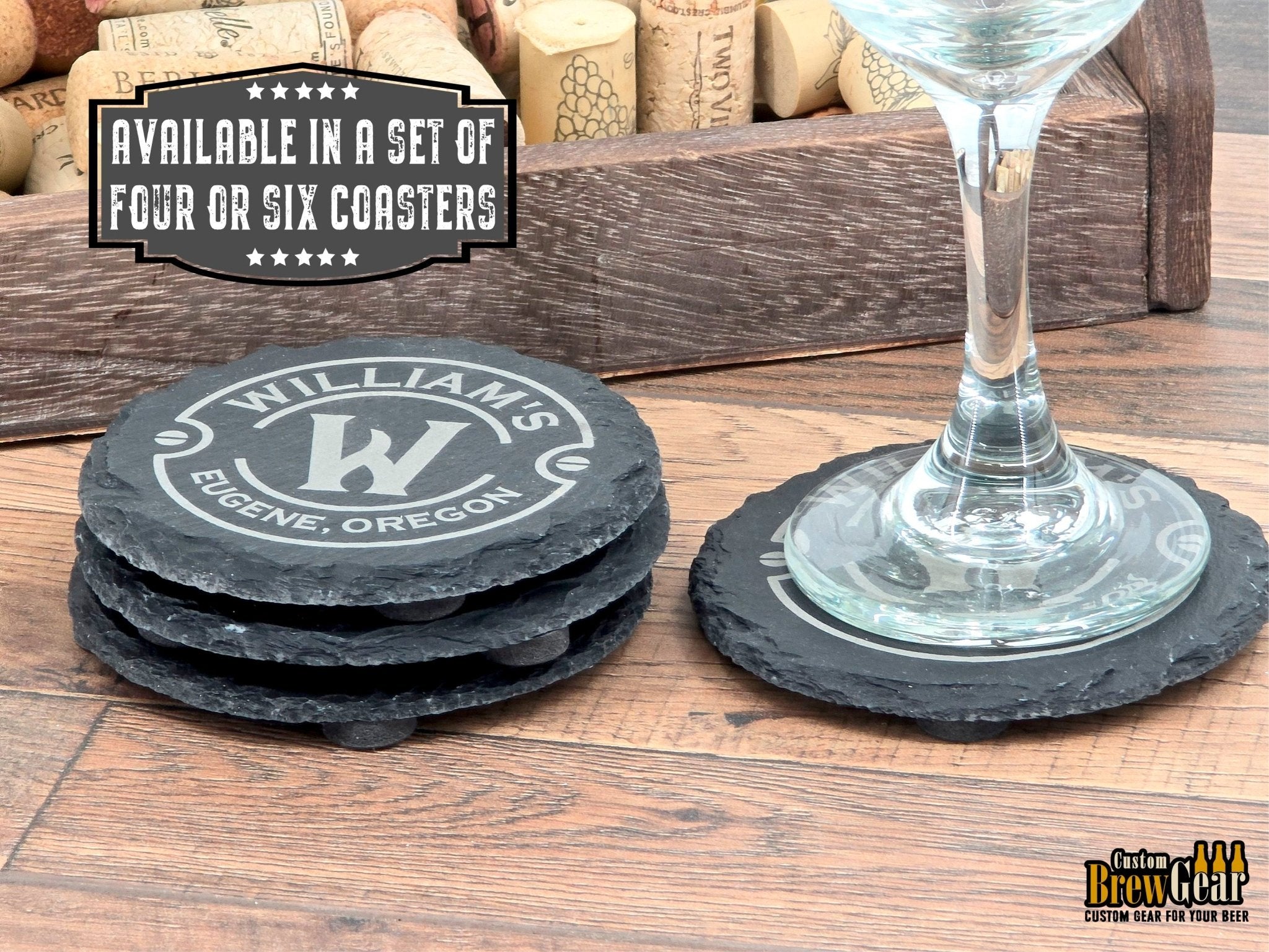 Slate Coaster Set - Monogram Edition - Custom Brew Gear