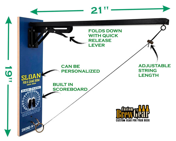 Folding Wall Mount Ring and Hook Game - Color Edition - Personalized - Custom Brew Gear