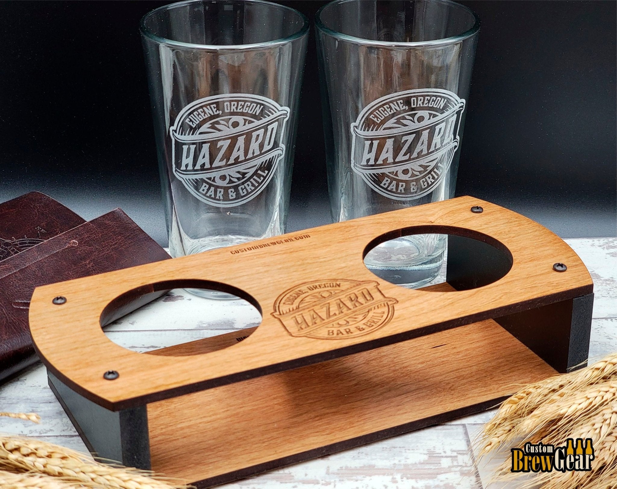 Personalized Pint Glass Flight - Set of Two - Custom Brew Gear
