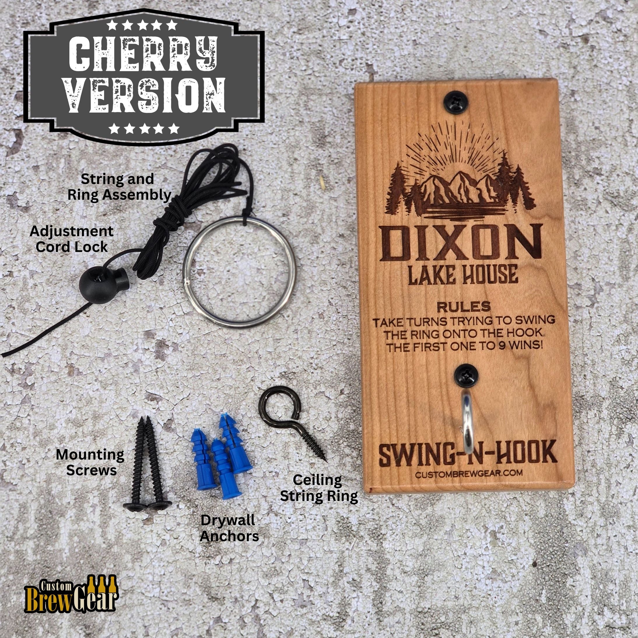 Personalized Ring & Hook Game With Custom Engraved Logo Short Version