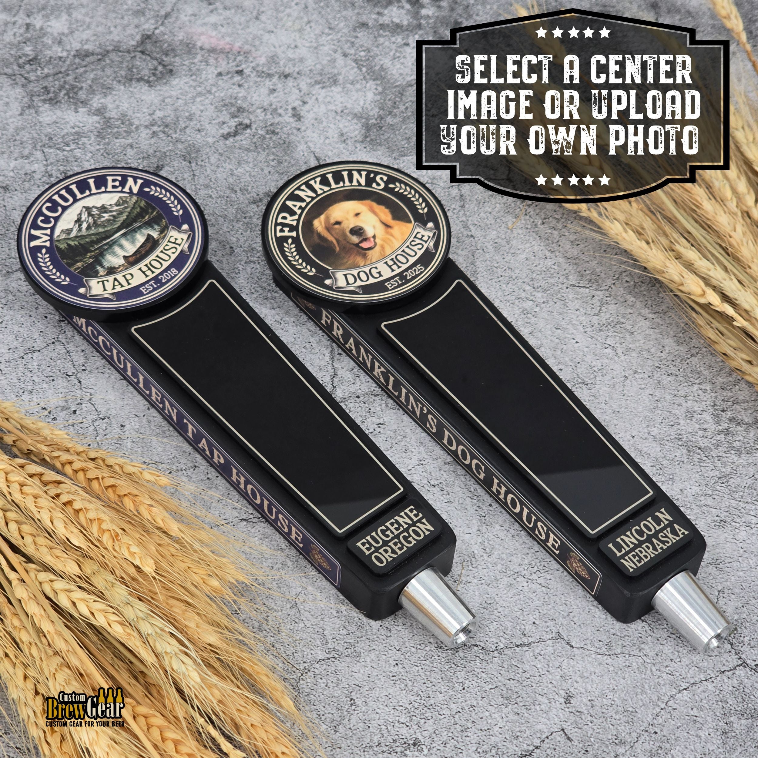 Custom Photo Tap Handle with Acrylic Chalkboard
