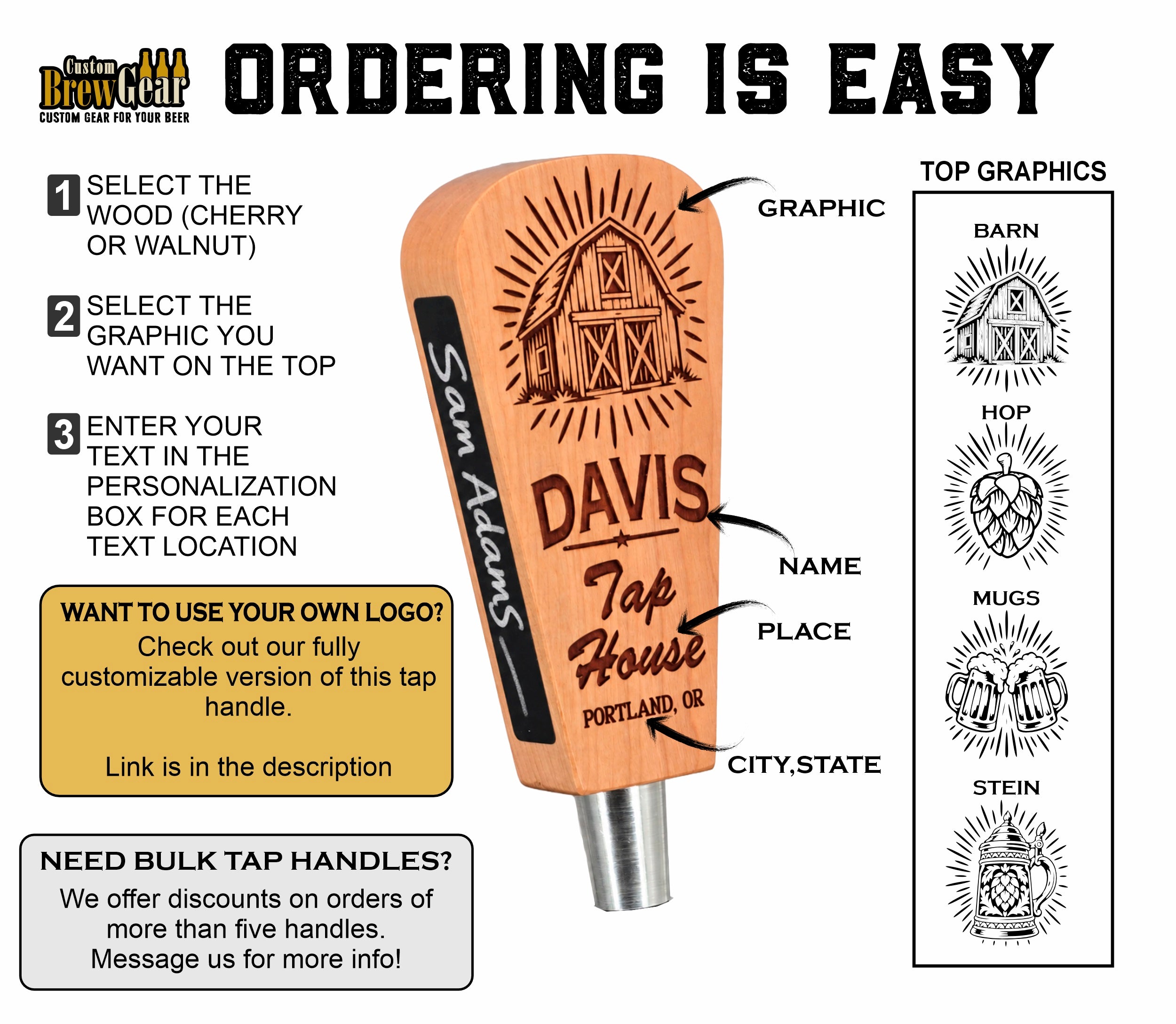 Personalized Short Beer Tap Handle – 5.75