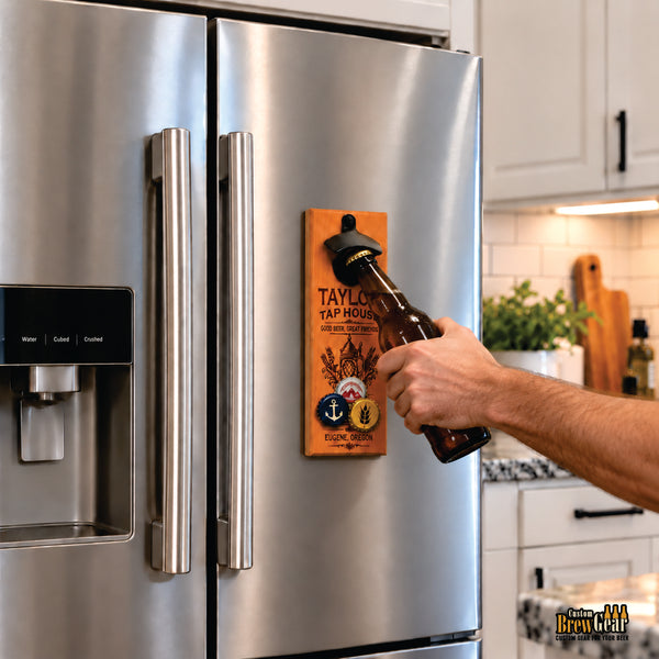 Personalized Magnetic Bottle Opener with Cap Catcher