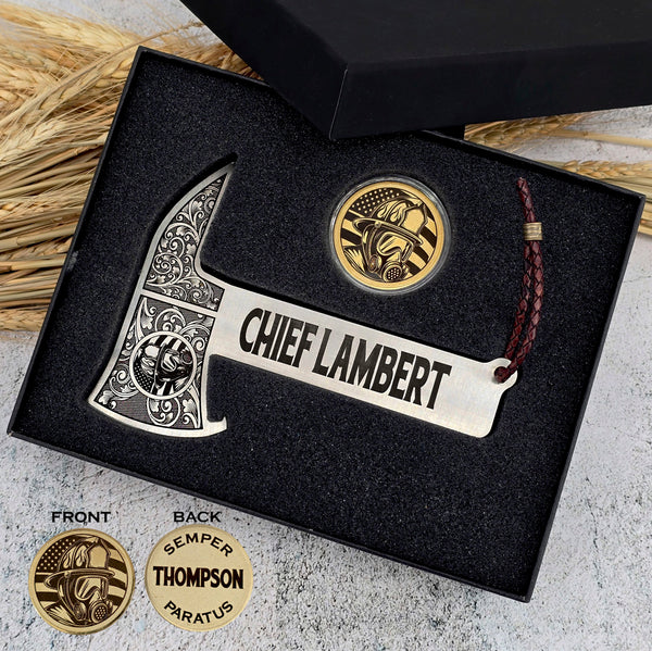 Firefighter Axe Bottle Opener and Coin Gift Set
