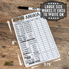 Personalized Dry Erase Dice Game Score Sheet