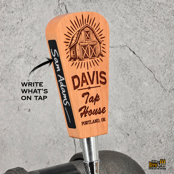 Personalized Short Beer Tap Handle – 5.75" Engraved Wood Kegerator Handle with Chalkboard