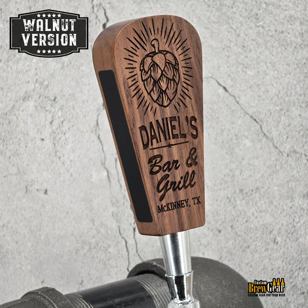 Personalized Short Beer Tap Handle – 5.75" Engraved Wood Kegerator Handle with Chalkboard