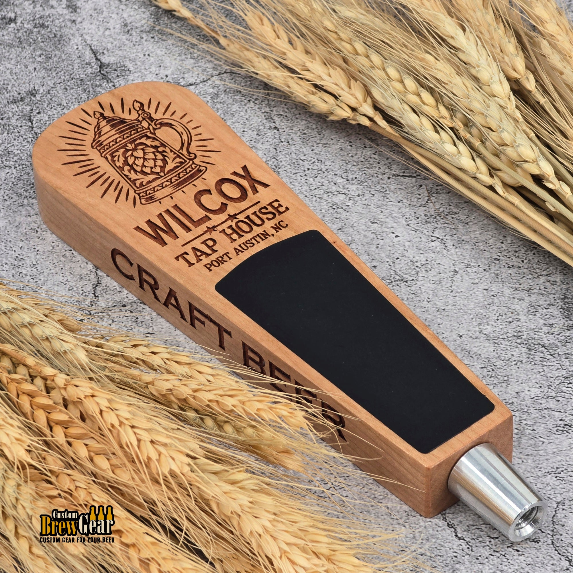 Custom Engraved Paddle Style Tap Handle – Engraved Wood Kegerator Handle with Chalkboard