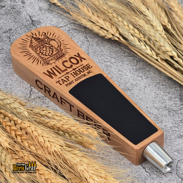 Custom Engraved Paddle Style Tap Handle – Engraved Wood Kegerator Handle with Chalkboard