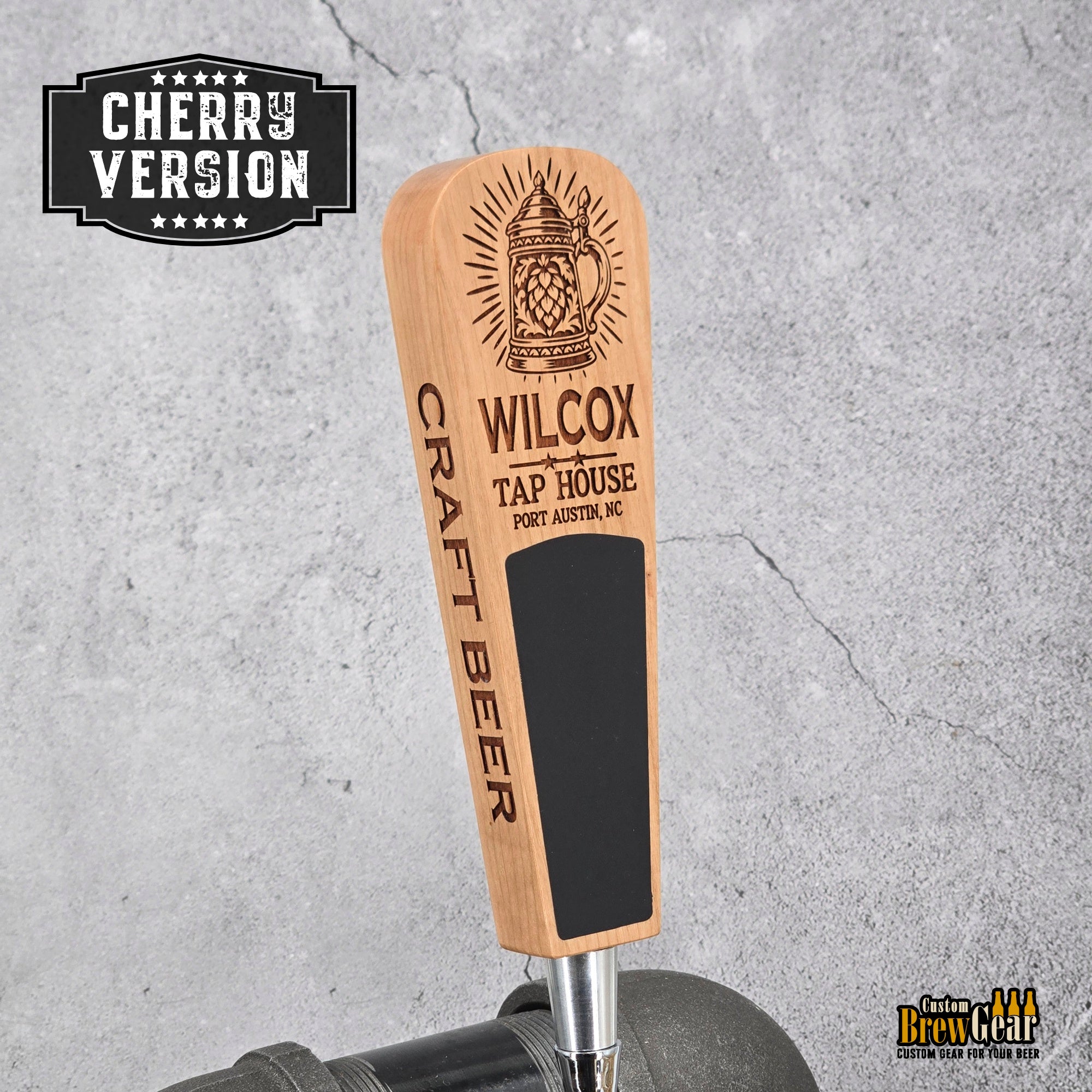 Custom Engraved Paddle Style Tap Handle – Engraved Wood Kegerator Handle with Chalkboard