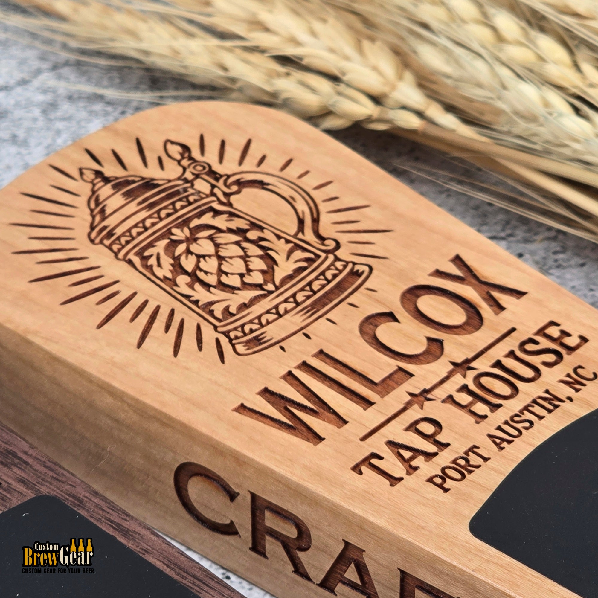 Custom Engraved Paddle Style Tap Handle – Engraved Wood Kegerator Handle with Chalkboard