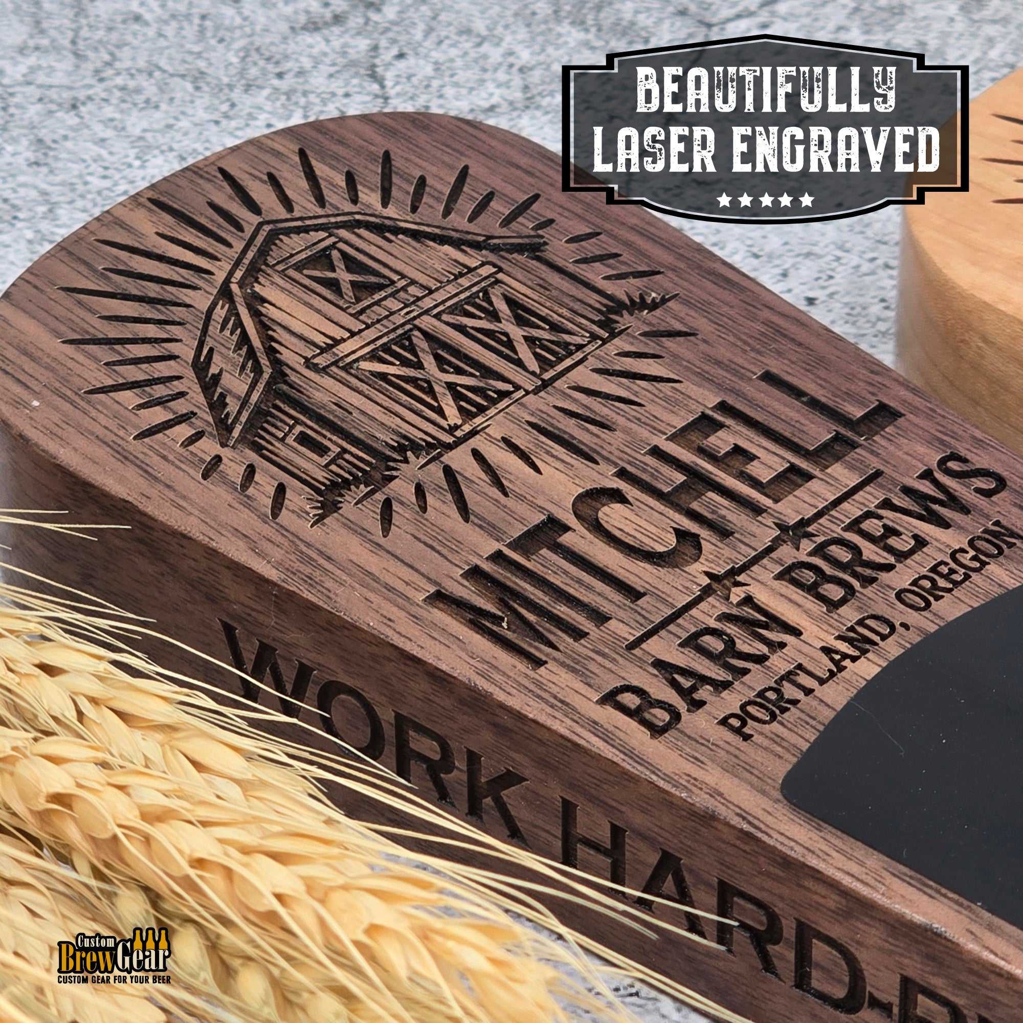 Custom Engraved Paddle Style Tap Handle – Engraved Wood Kegerator Handle with Chalkboard