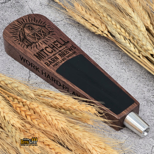 Custom Engraved Paddle Style Tap Handle – Engraved Wood Kegerator Handle with Chalkboard