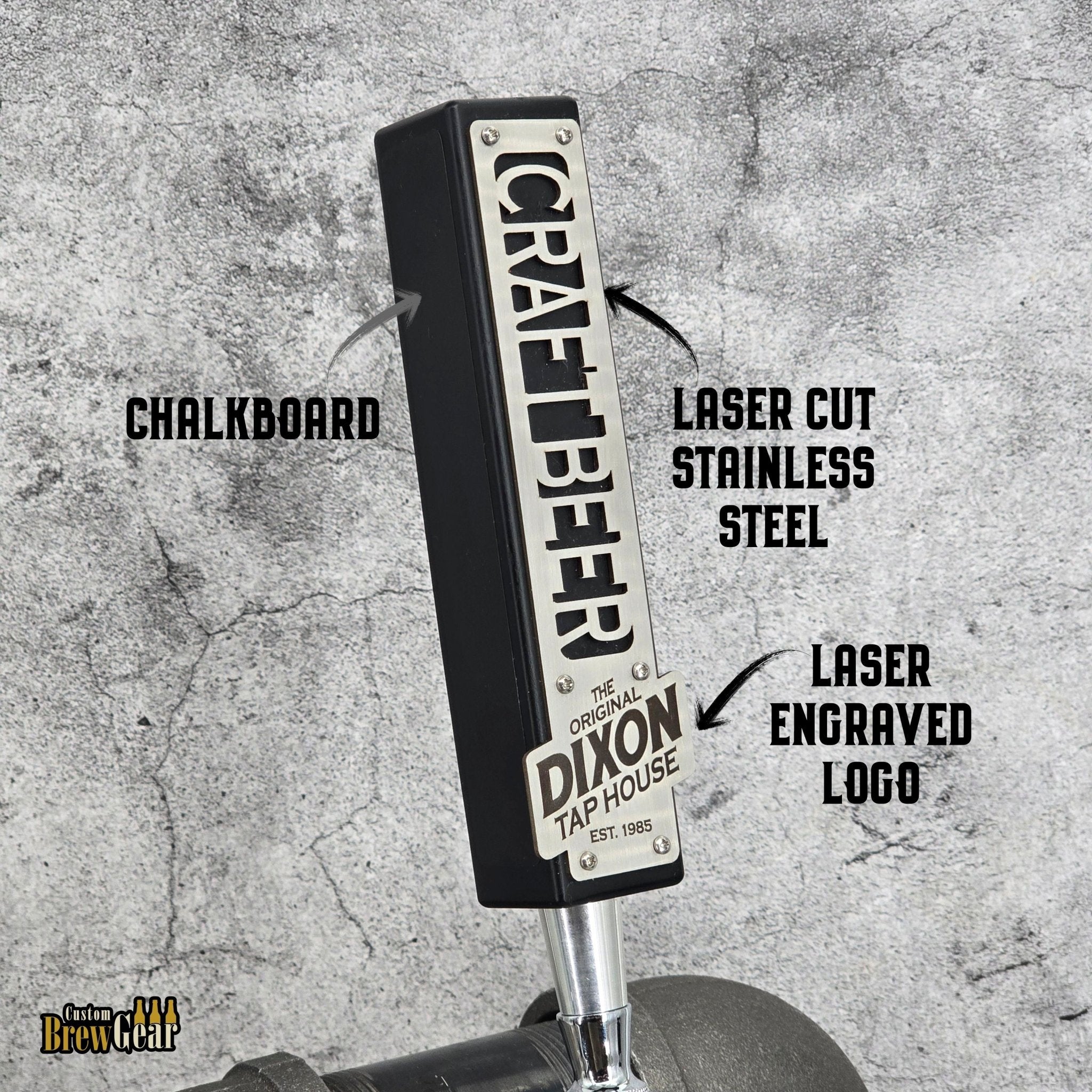 Black and Stainless Edition Tap Handle - Custom Brew Gear