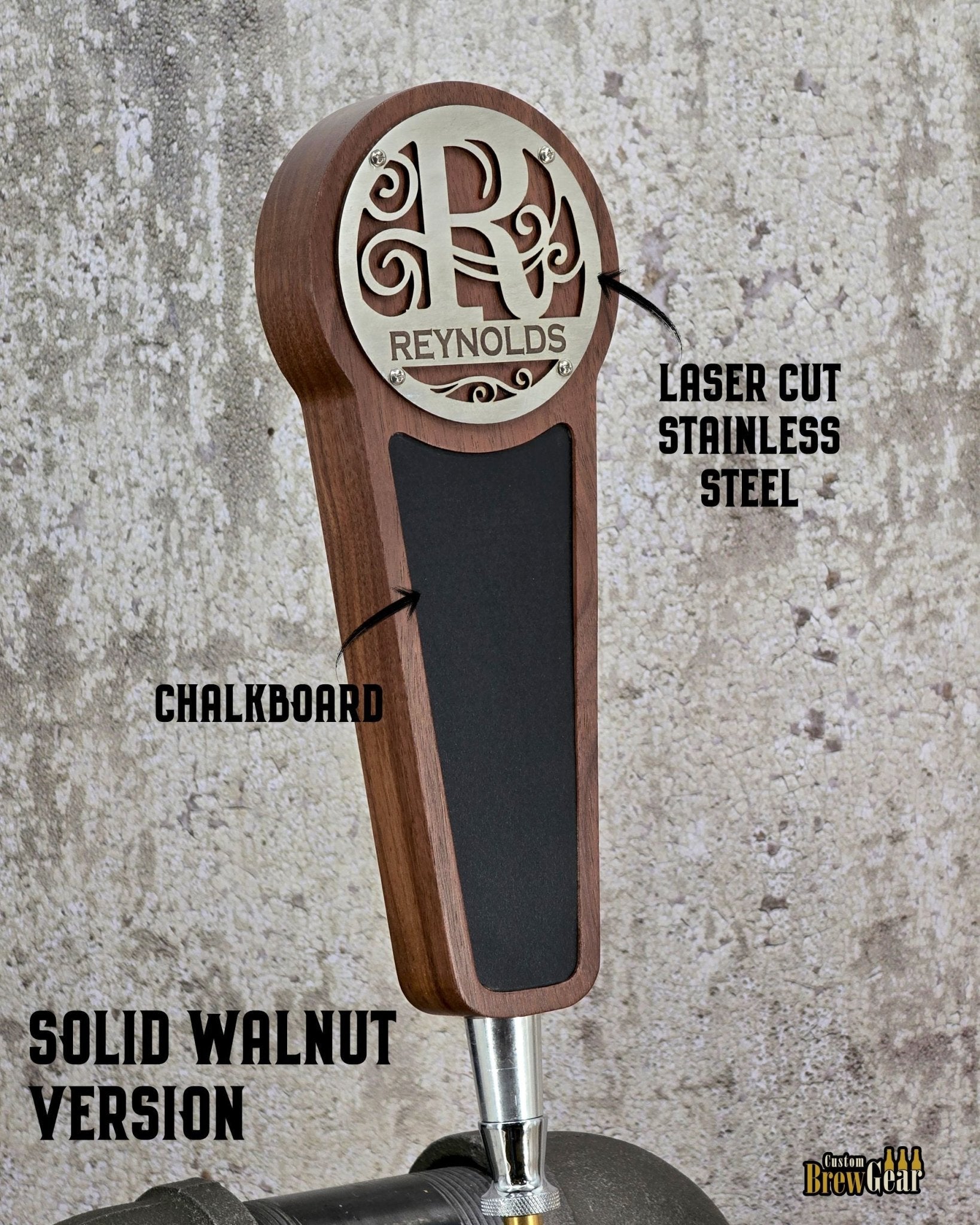 Custom Monogram Tap Handle Engraved Name – Personalized Stainless Steel - Custom Brew Gear