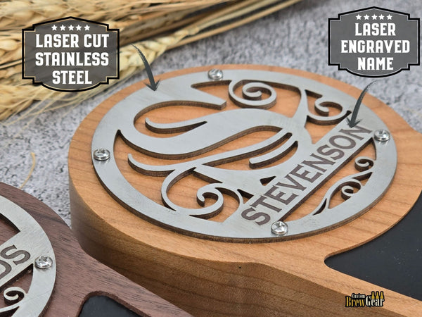 Custom Monogram Tap Handle Engraved Name – Personalized Stainless Steel - Custom Brew Gear