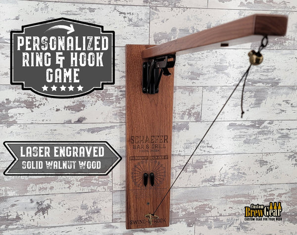 Folding Wall Mount Ring and Hook Game - Solid Cherry Edition - Personalized - Custom Brew Gear