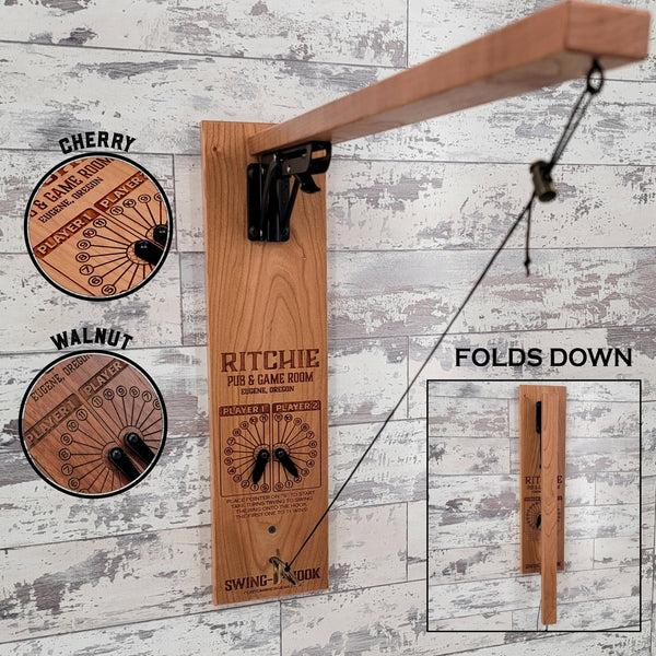 Folding Wall Mount Ring and Hook Game - Solid Cherry Edition - Personalized - Custom Brew Gear