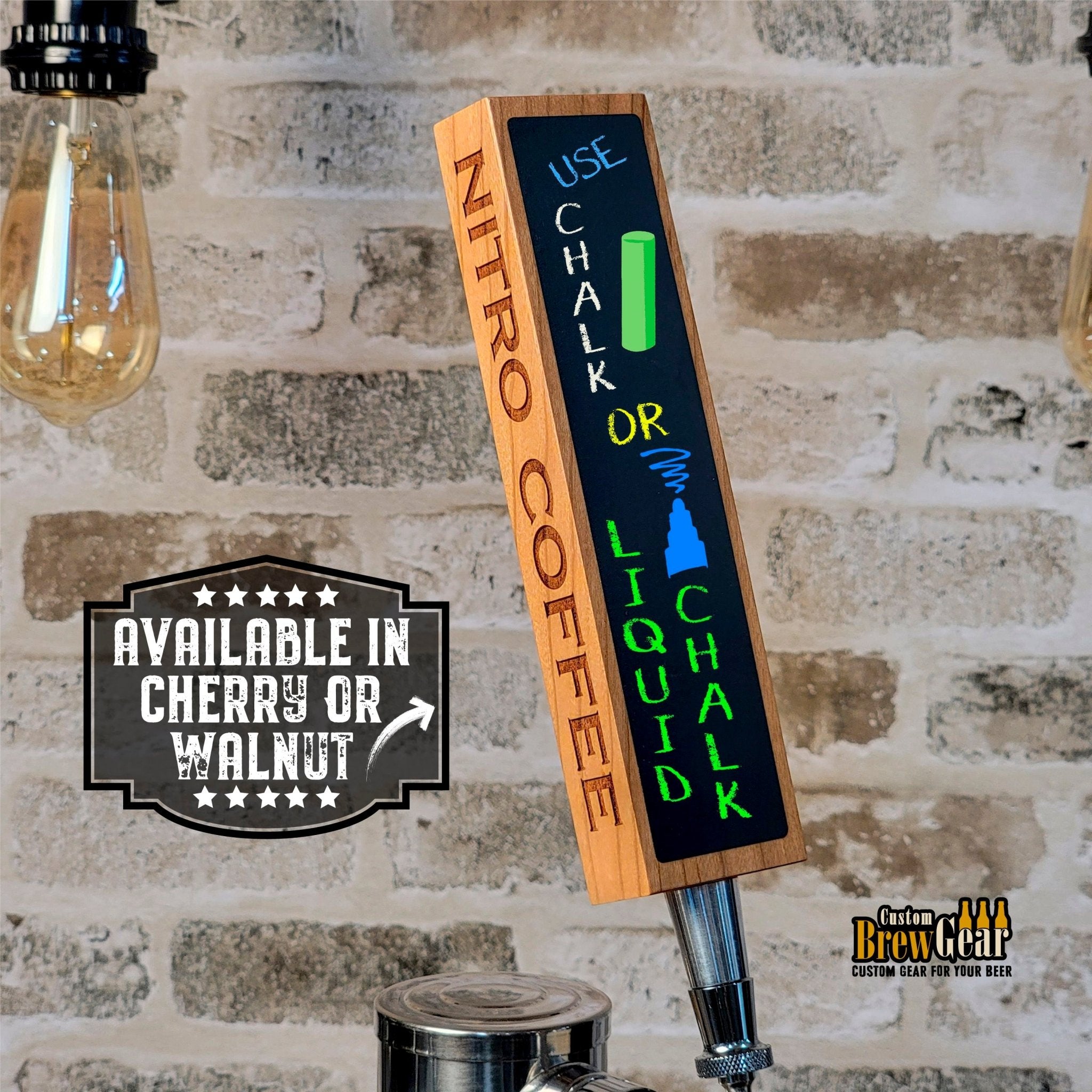 Nitro Coffee Tap Handle - Solid Cherry or Walnut - Custom Brew Gear