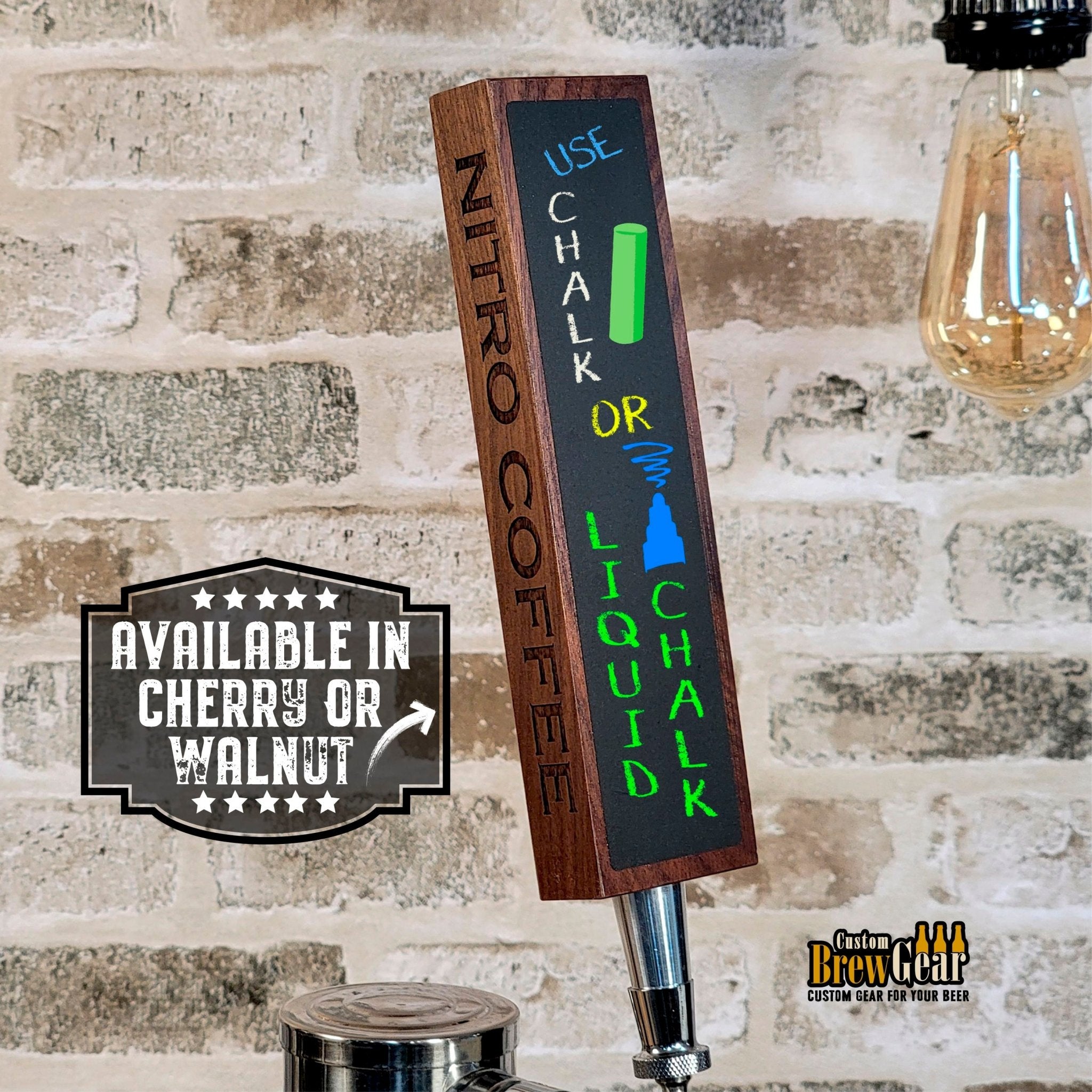 Nitro Coffee Tap Handle - Solid Cherry or Walnut - Custom Brew Gear