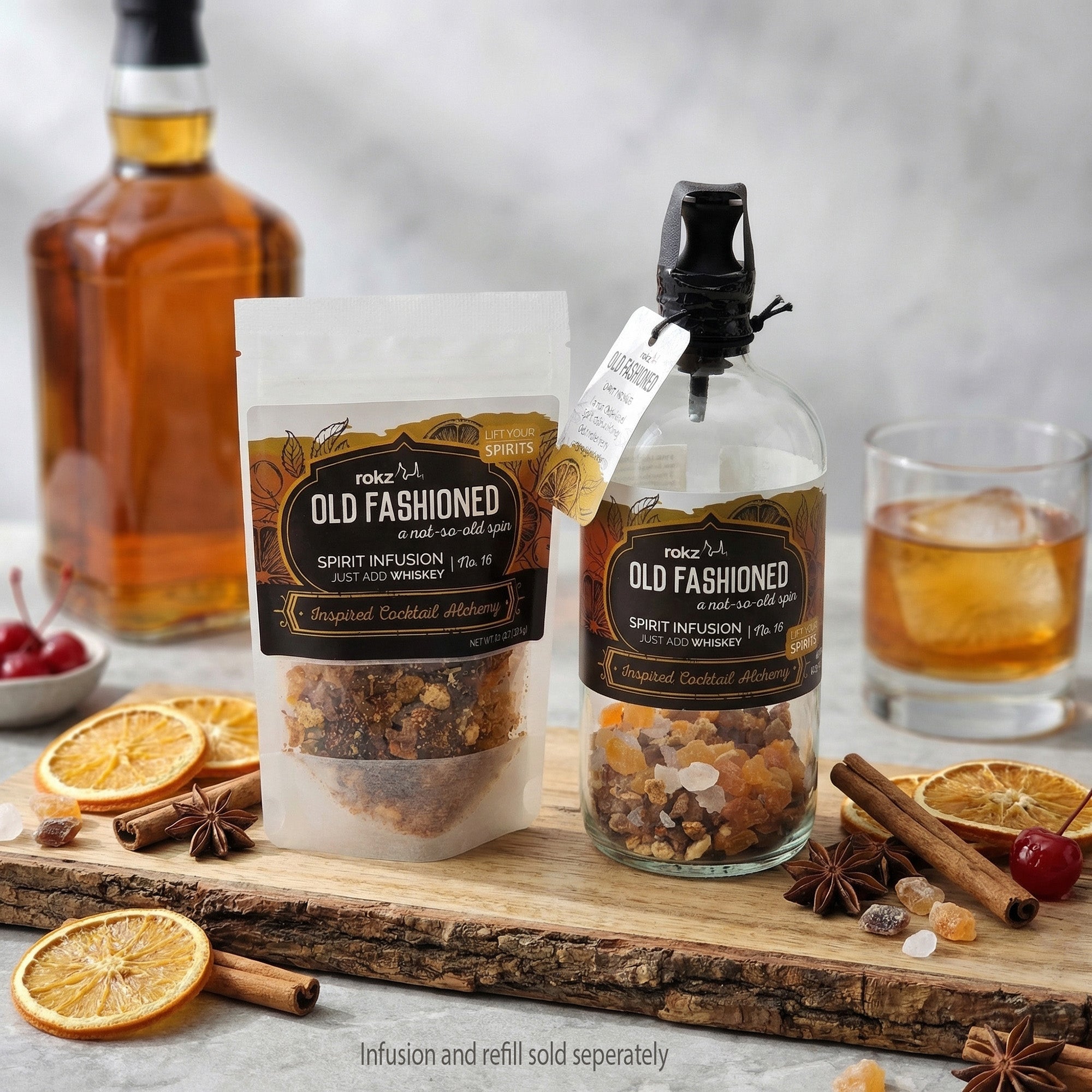 Old Fashioned Cocktail - Mocktail Infusion Refill - Custom Brew Gear