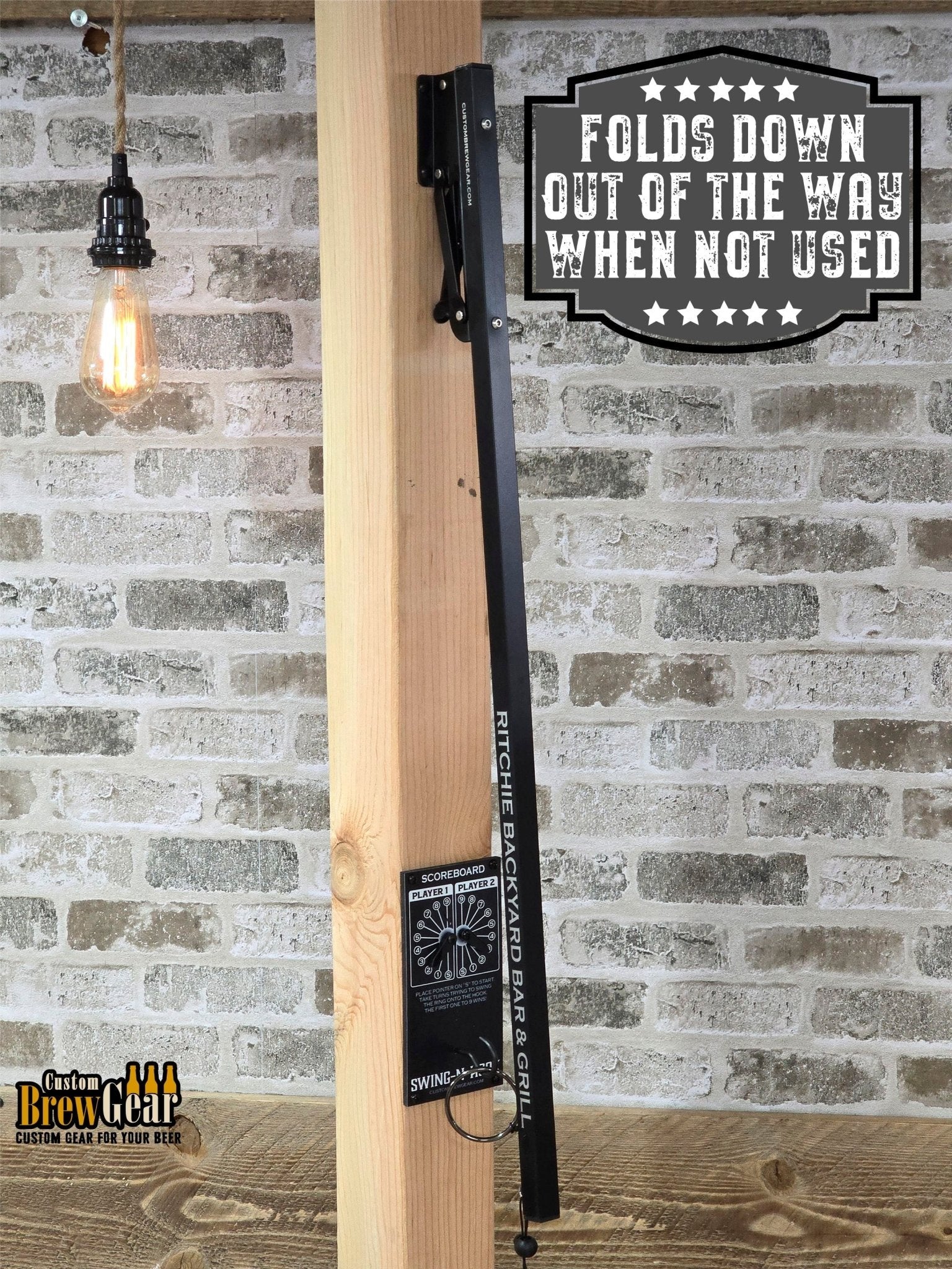 Outdoor - Indoor Folding Ring and Hook | Personalized Bimini Ring Toss Game | Custom Pub Game | Wall Mount Game - Custom Brew Gear