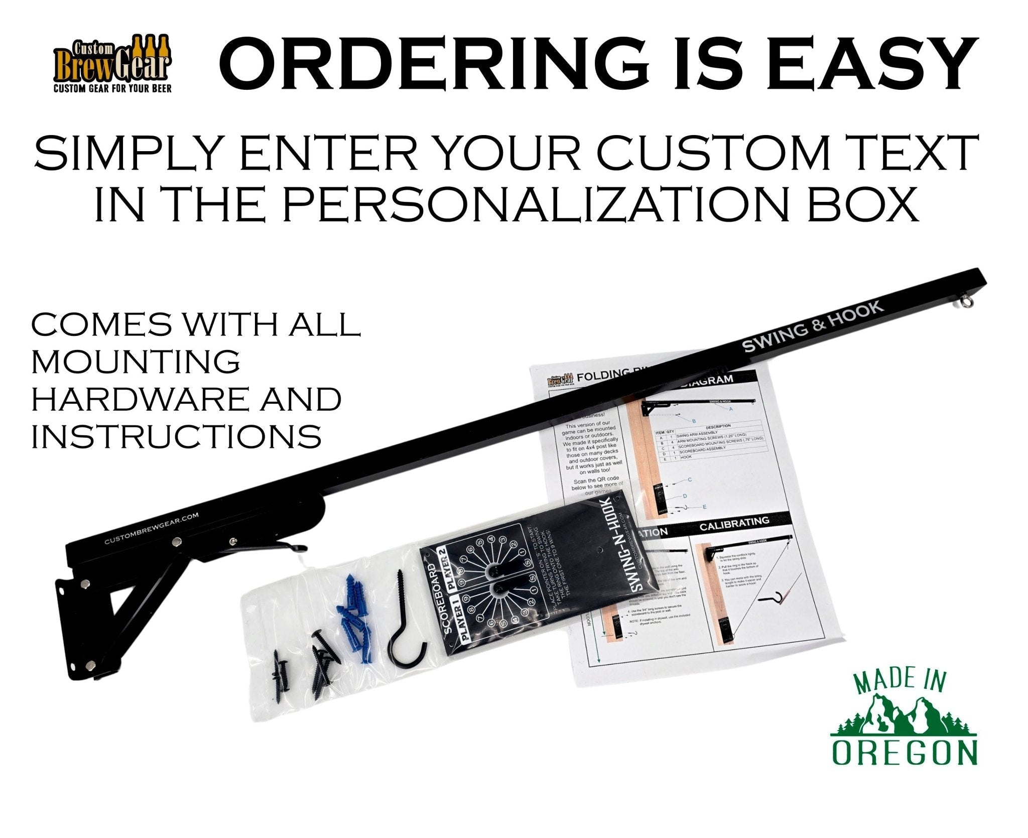 Outdoor - Indoor Folding Ring and Hook | Personalized Bimini Ring Toss Game | Custom Pub Game | Wall Mount Game - Custom Brew Gear