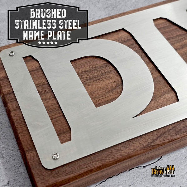 Personalized Bar Sign – Custom Stainless Steel & Wood Tap House Sign - Custom Brew Gear