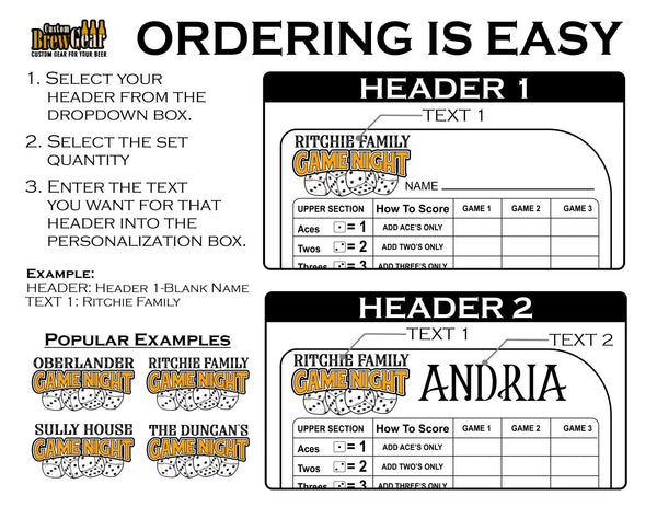 Personalized Dry Erase Dice Game Score Sheet - Custom Brew Gear