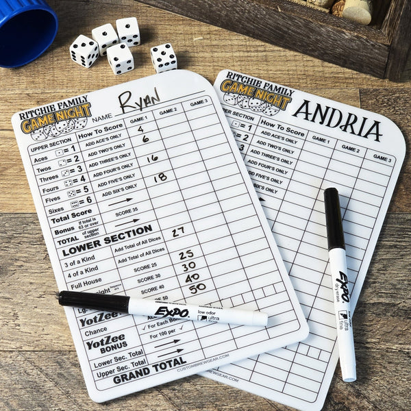 Personalized Dry Erase Dice Game Score Sheet - Custom Brew Gear