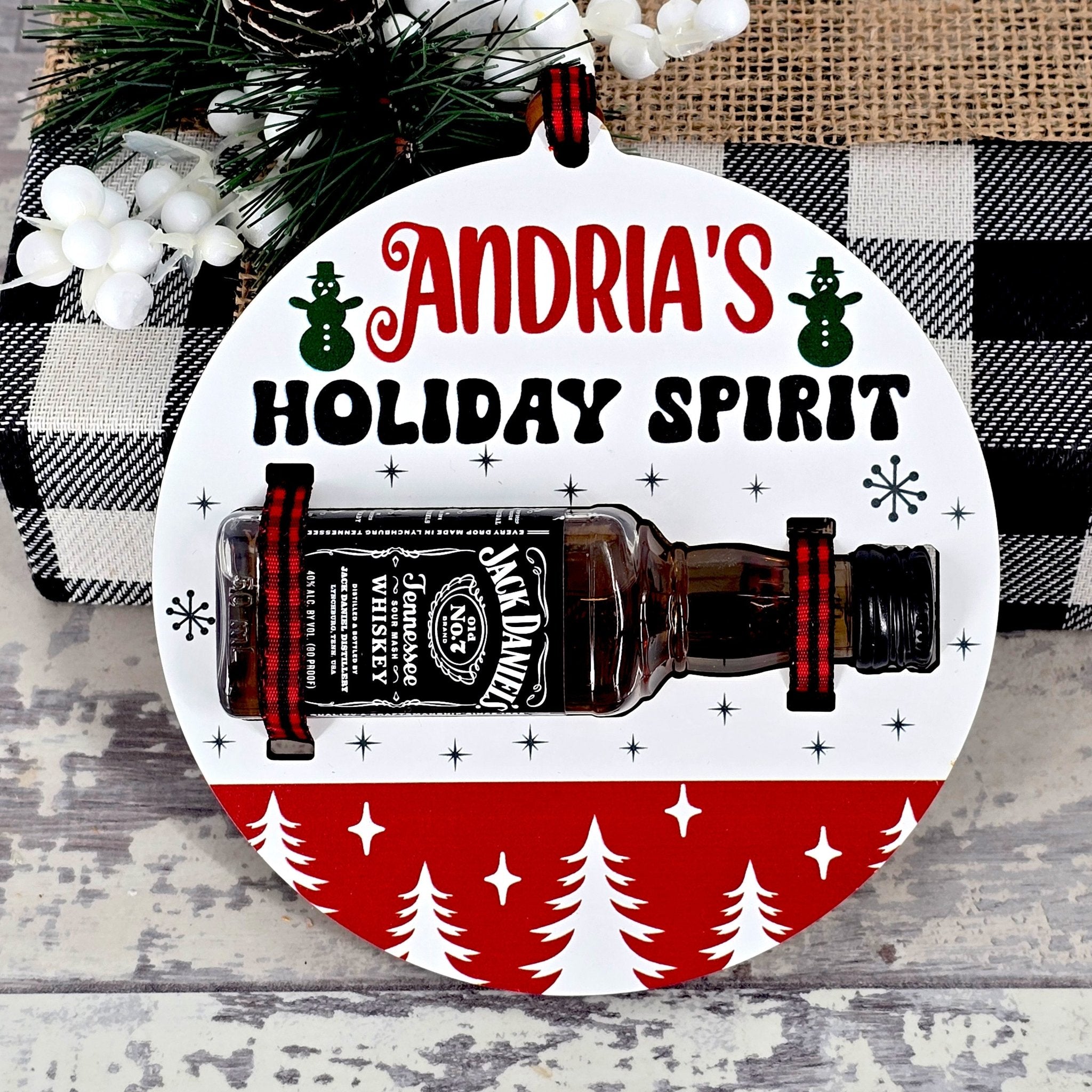 Personalized Mini Bottle Christmas Ornament – Perfect for Whiskey Lovers! - Custom Brew Gear