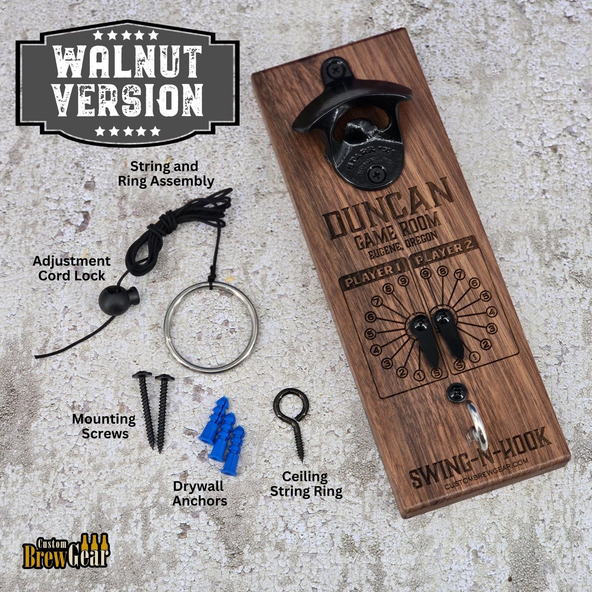 Personalized Ring & Hook Game with Scoreboard and Bottle Opener - Custom Brew Gear