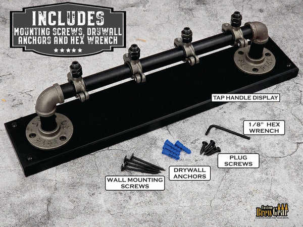 Rustic Black Pipe Tap Handle Display - Custom Brew Gear
