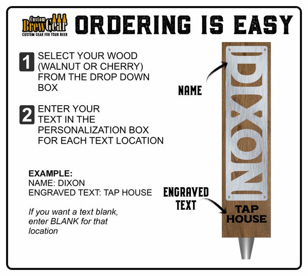 Signature Plate Wide Tap Handle – Personalized Stainless Steel - Custom Brew Gear