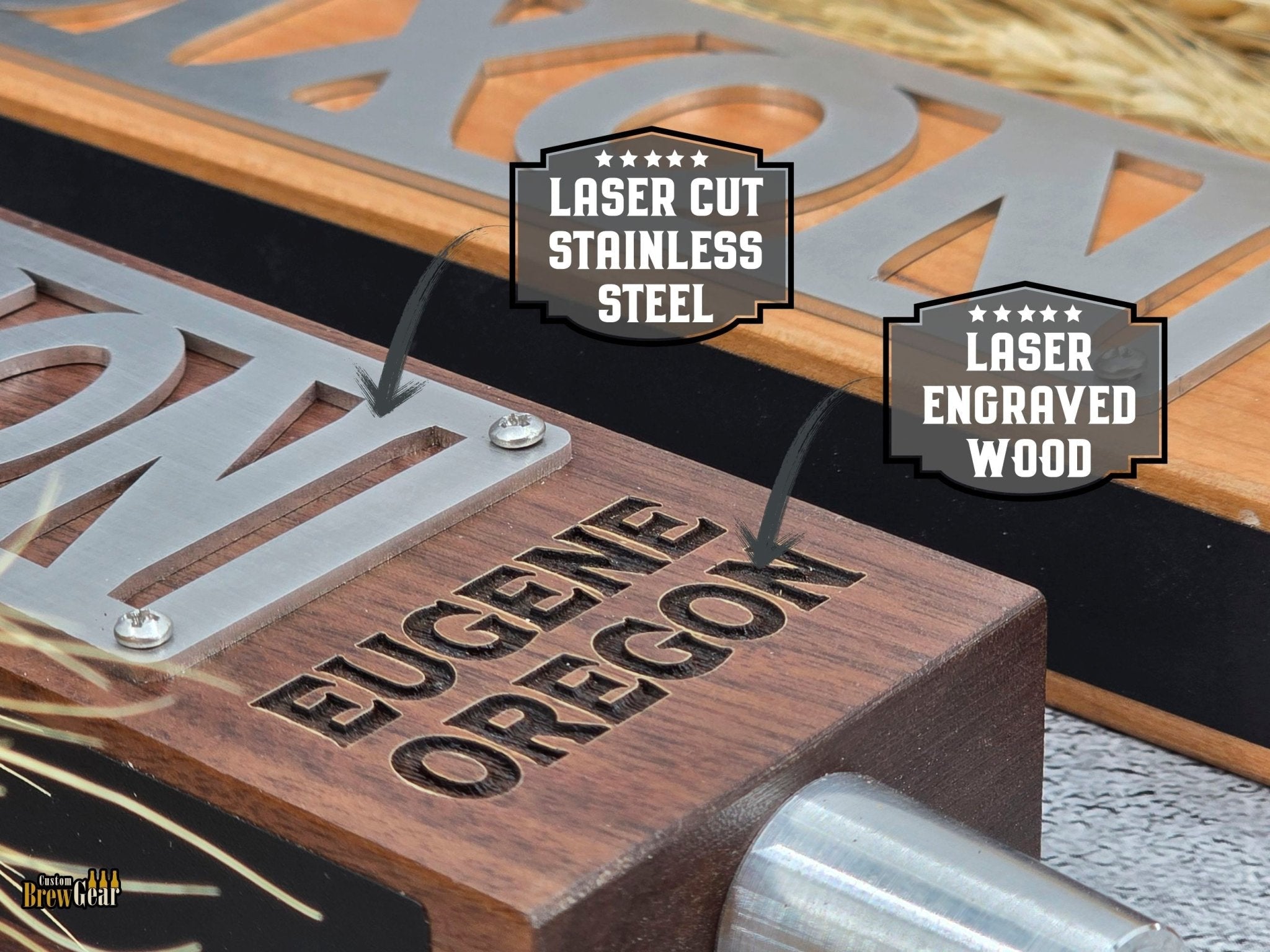 Signature Plate Wide Tap Handle – Personalized Stainless Steel - Custom Brew Gear