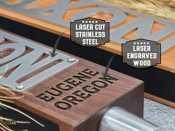 Signature Plate Wide Tap Handle – Personalized Stainless Steel - Custom Brew Gear