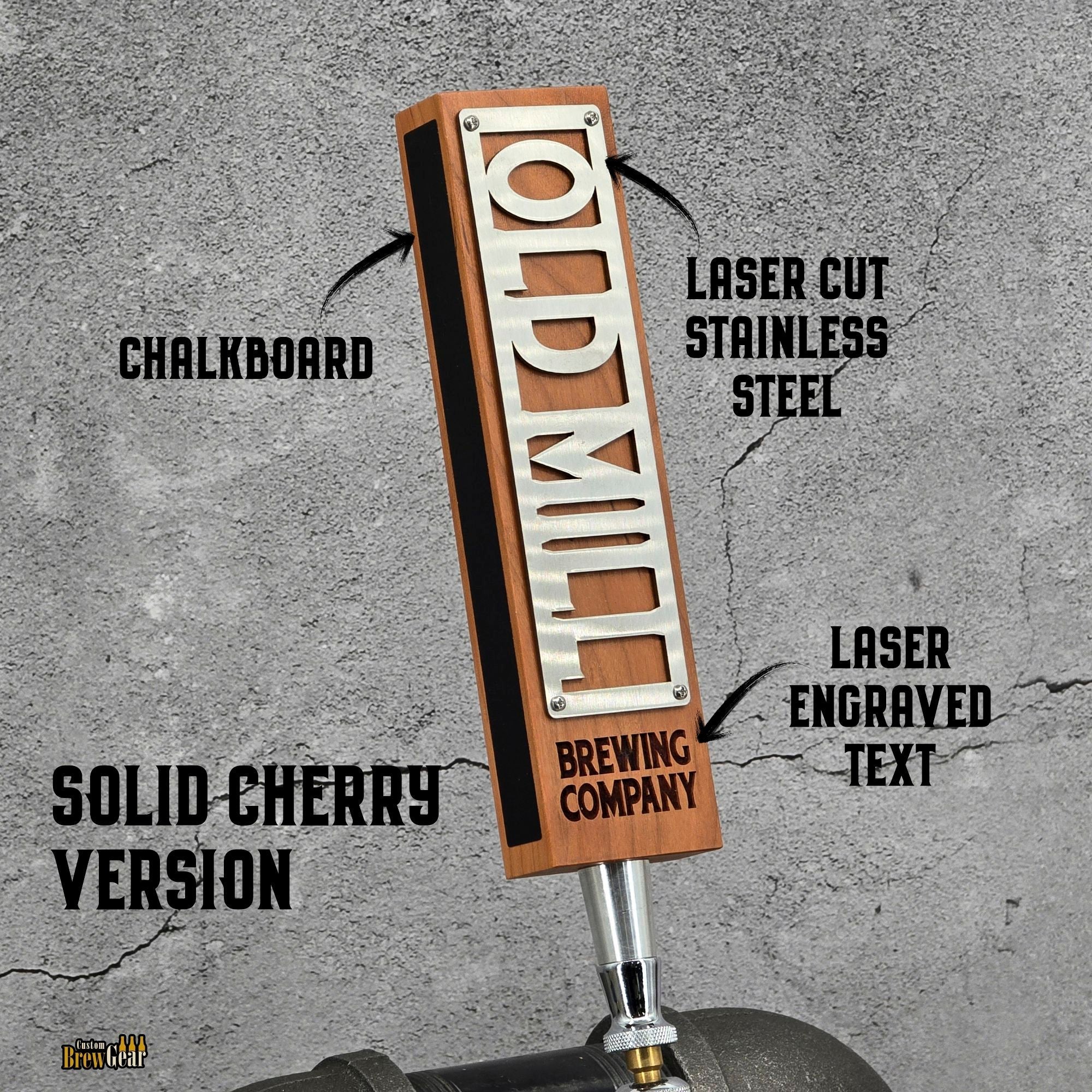 Signature Plate Wide Tap Handle – Personalized Stainless Steel - Custom Brew Gear