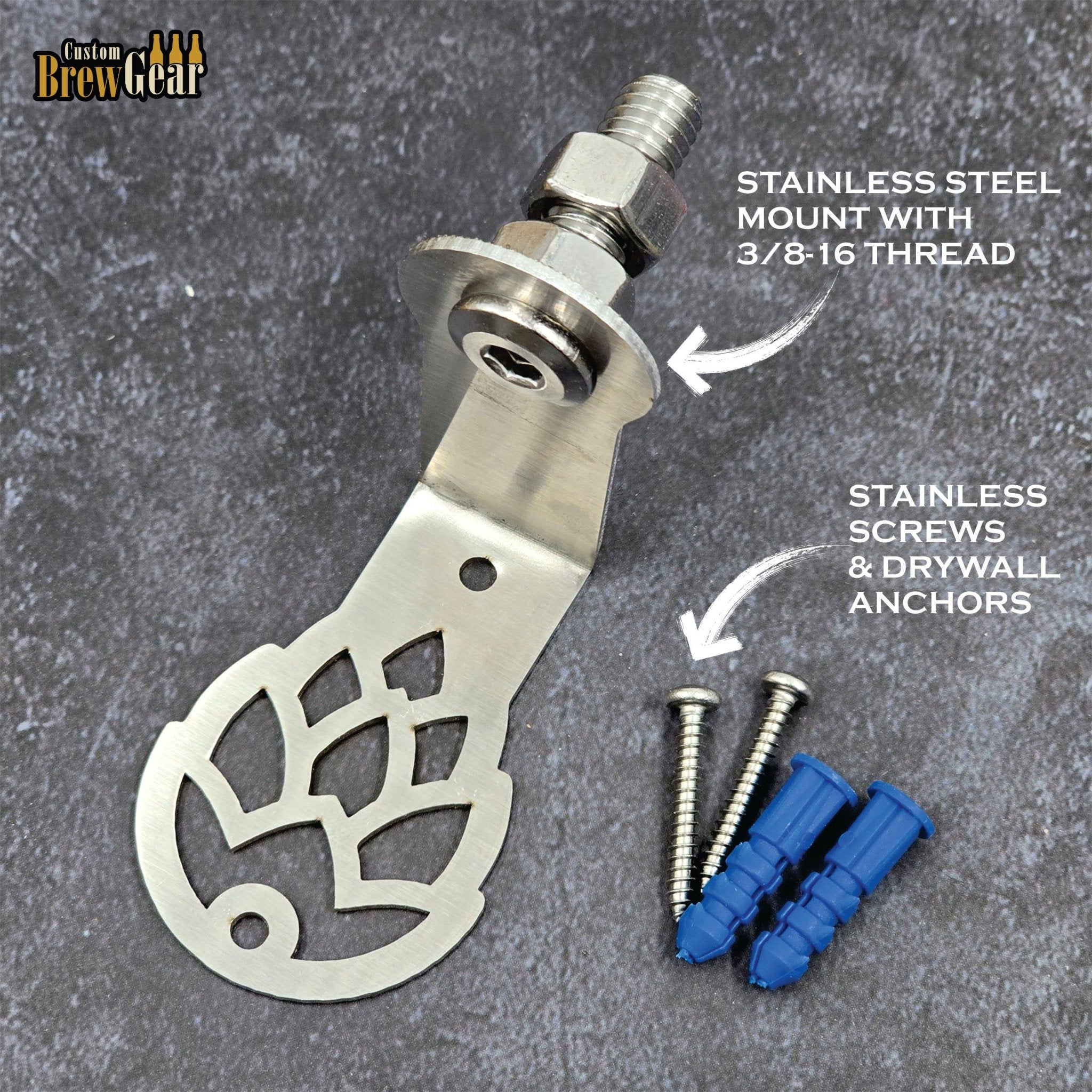Stainless Steel Tap Handle Display Mount - Custom Brew Gear