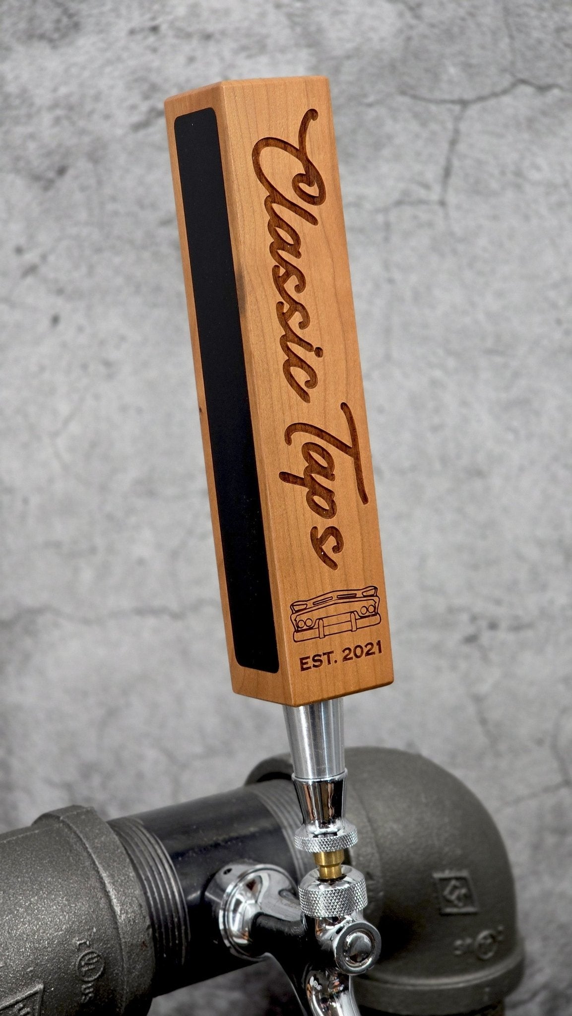 TH1001 - E Engraved Square Custom Tap Handle - Custom Brew Gear