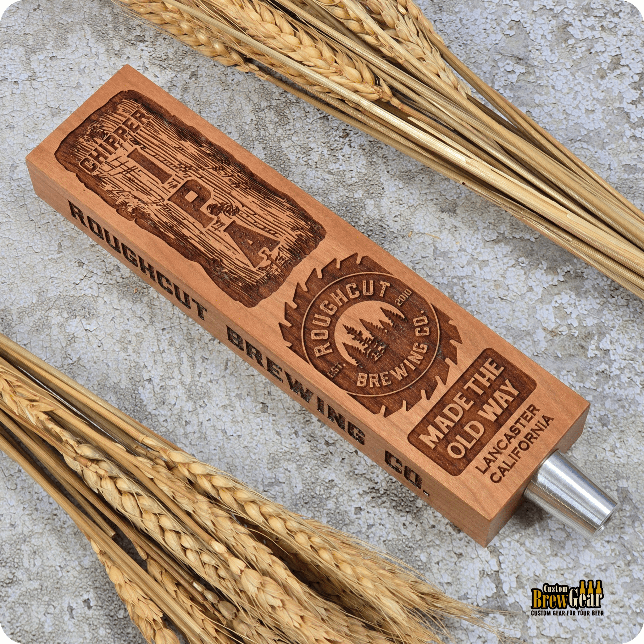 TH3000 - E Engraved Plank Style Custom Tap Handle - Custom Brew Gear