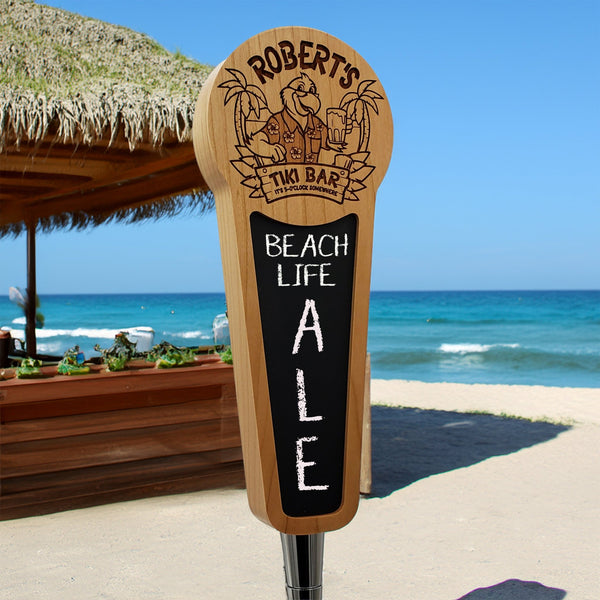 Tiki Bar Tap Handle with Chalkboard Insert - Laser Engraved - Custom Brew Gear