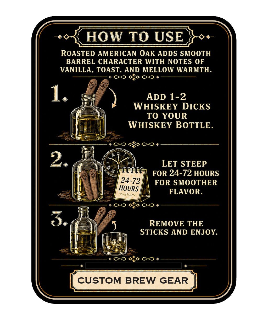Whiskey Dicks Roasted American Oak Whiskey Aging Sticks - Custom Brew Gear