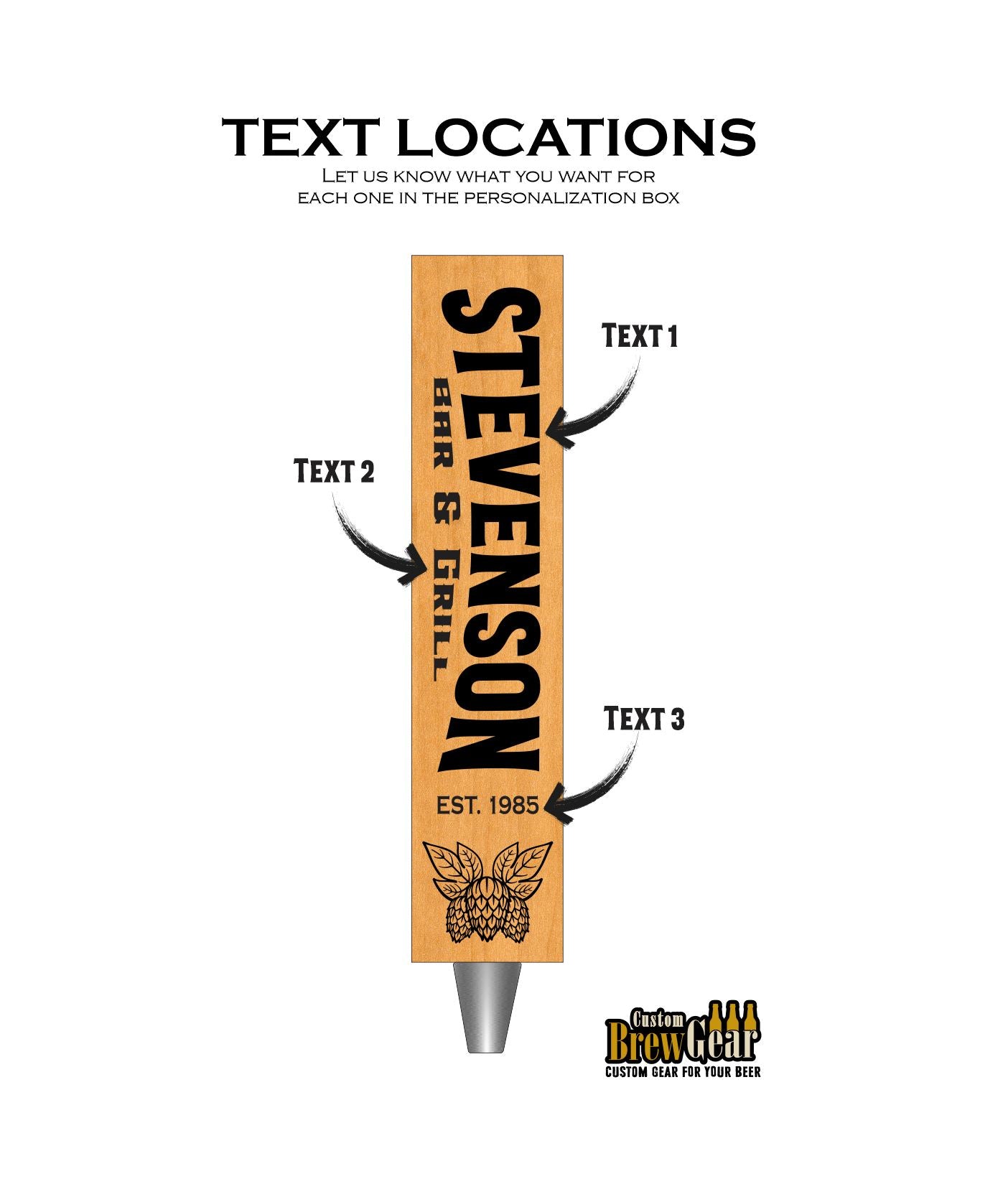 Custom Square Beer Tap Handle with Chalkboards - Hops Edition - Custom Brew Gear