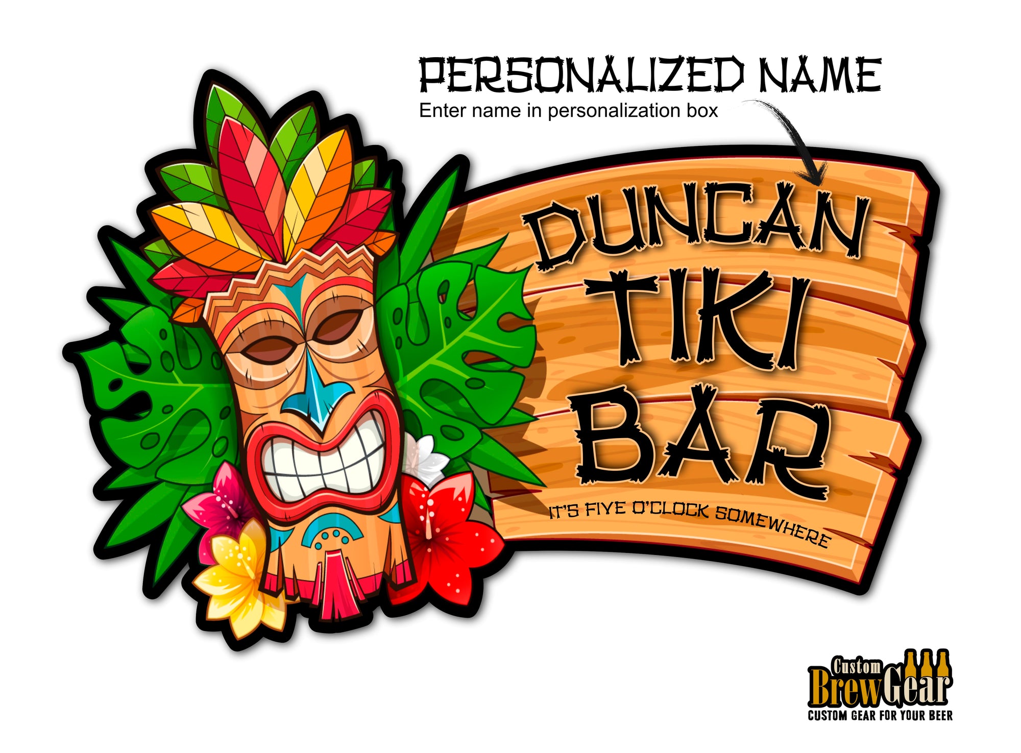 Personalized Tiki Bar Sign, Custom Tiki Sign – Custom Brew Gear