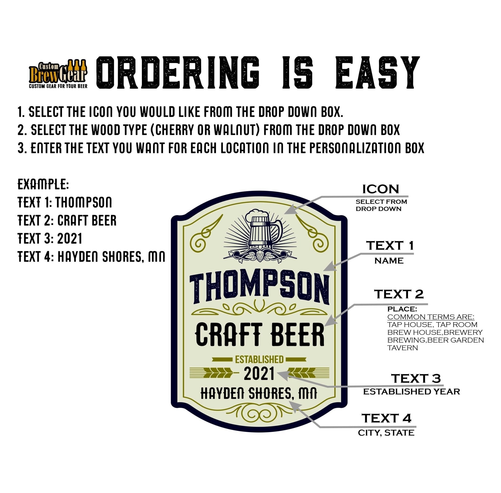 Craft Beer Edition - Custom Color Logo Chalkboard Tap Handle - Custom Brew Gear