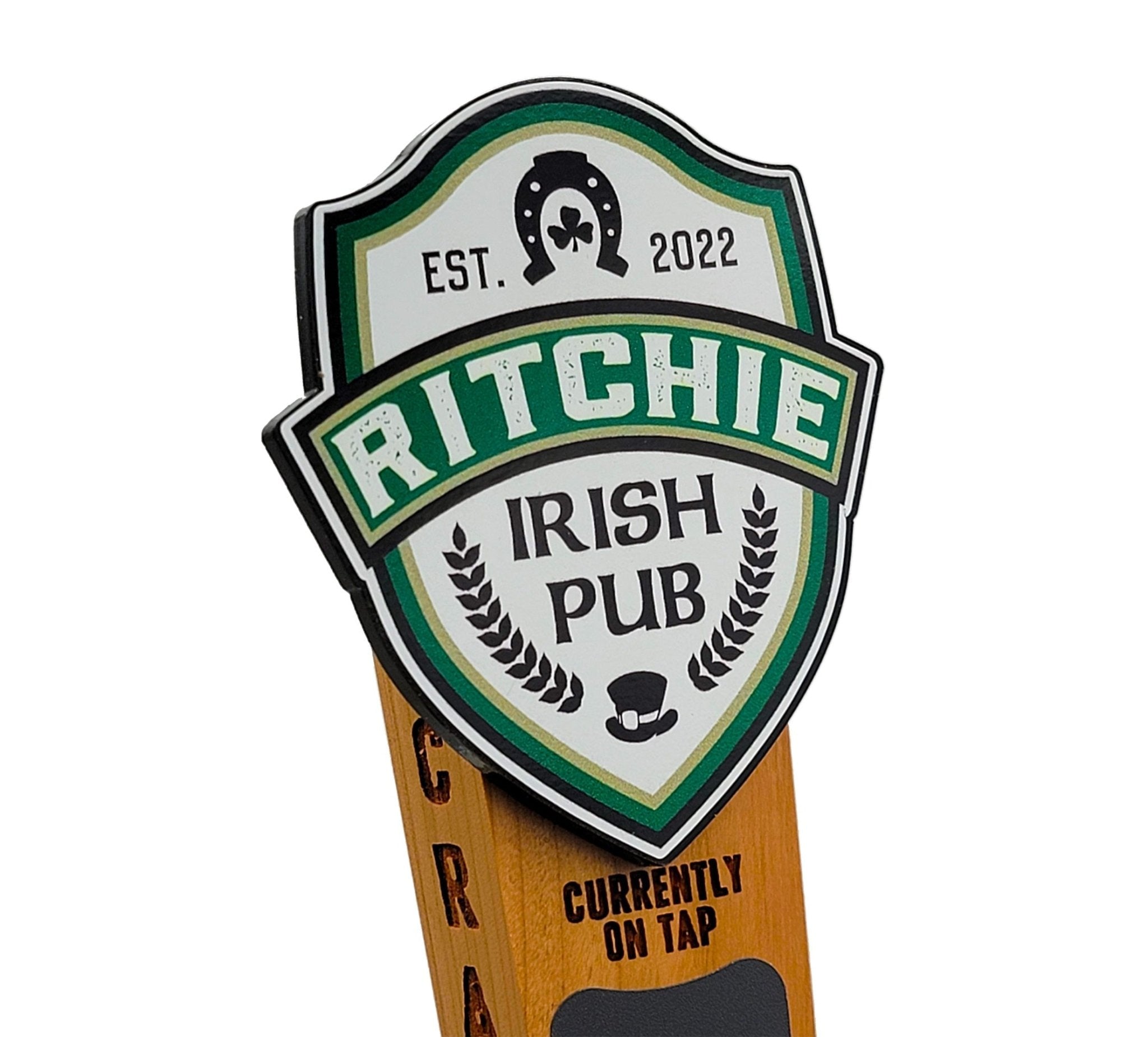 Custom Chalkboard Beer Tap Handle - Irish Pub Edition - Custom Brew Gear